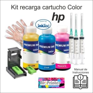 KIT RECARGA TINTA COLOR UNIVERSAL CARTUCHOS HP 300, 301, 302, 303, 304, 305, 350, ETC