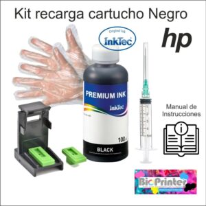 KIT RECARGA TINTA NEGRO UNIVERSAL CARTUCHOS HP 300, 301, 302, 303, 304, 305, 350, ETC